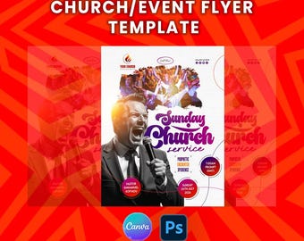 Sunday Church Service/Event Flyer Template | Editable on Canva & Photoshop