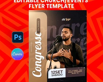 Gospel Concert Flyer Template – Editable Church Event Poster – Canva & Photoshop