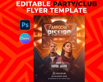 Modern Party Flyer Template – Editable Nightclub Poster (Canva & Photoshop)