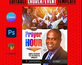 Editable Canva Church Flyer | Prayer Hour Event (Instant Download)