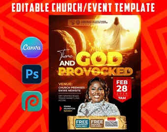 Church Event Flyer Template | Editable on Canva & Photoshop