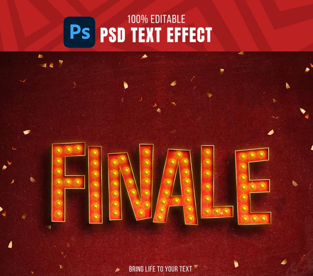 3D Light Bulb Sign Text Effect PSD – Marquee Photoshop Template ...