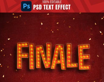 PSD för texteffekt för 3D-glödlampa – Marquee Photoshop-mall (digital nedladdning)