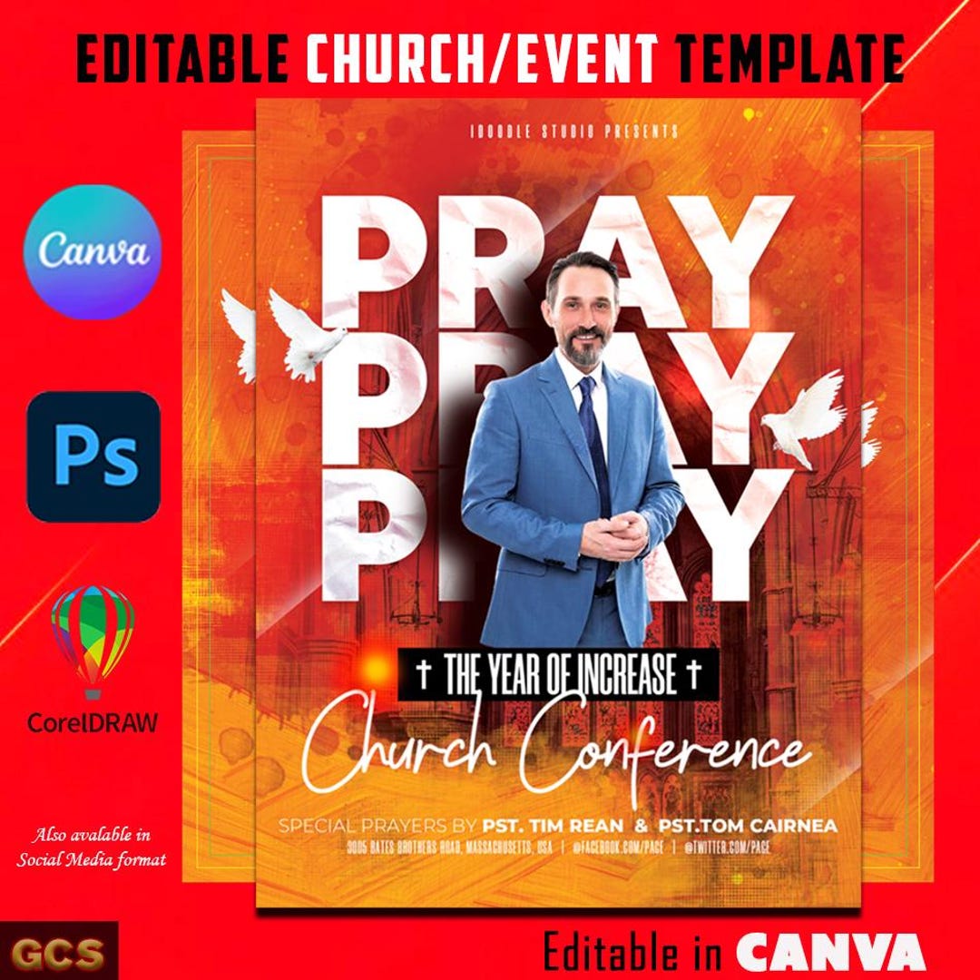Editable Church Event Flyer Template: Canva, Photoshop, Coreldraw - Etsy