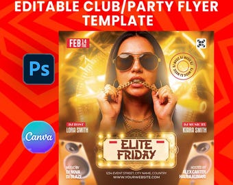 Elite Friday – Editable Club/Party Flyer Template (Canva & Photoshop)