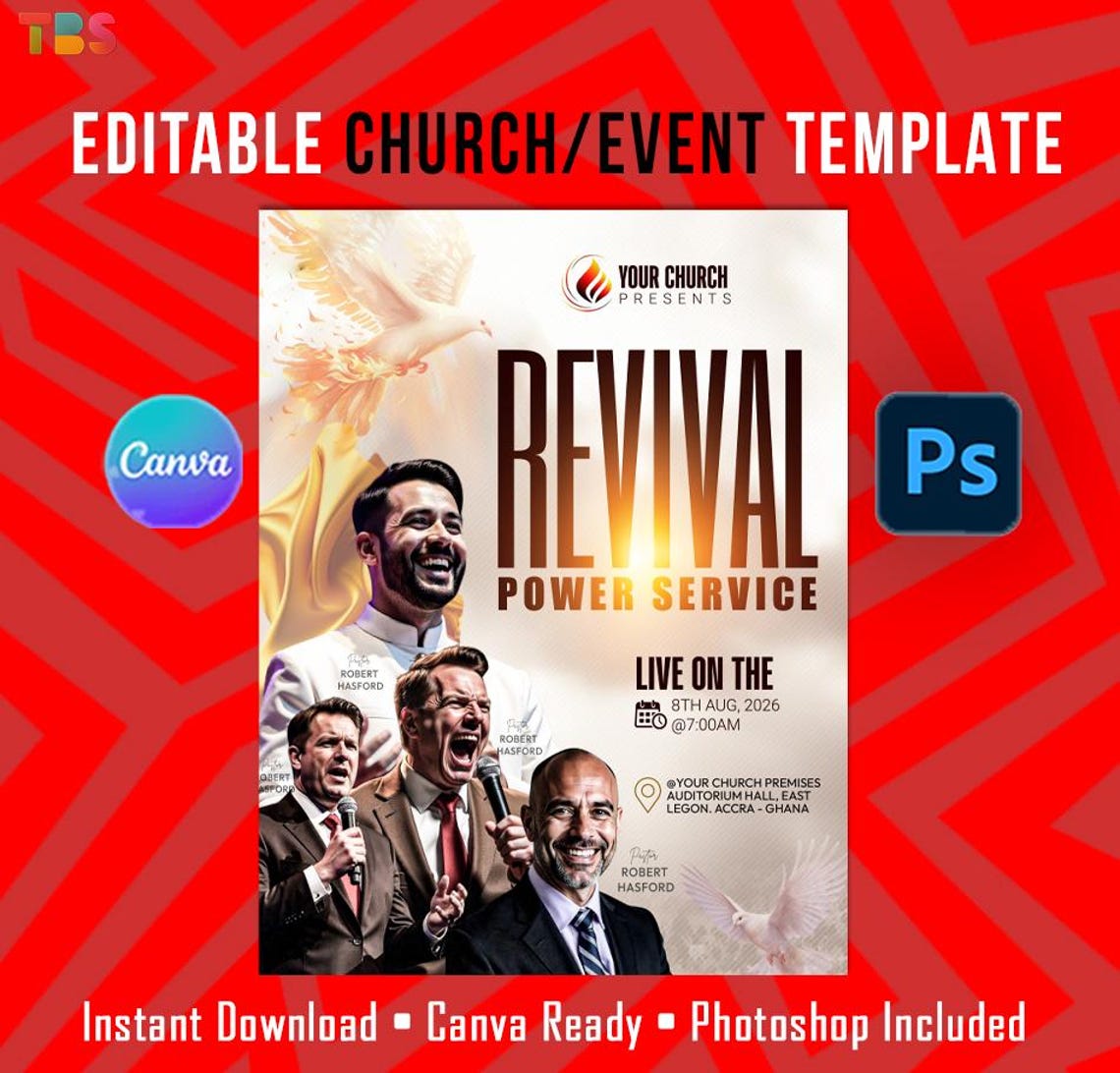 Revival Flyer.pdf Editable Church Revival Flyer Template: Worship Event, Prayer Service ...