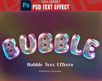 Bubbeltexteffekt: Redigerbar Photoshop PSD-mall (Direktnedladdning)