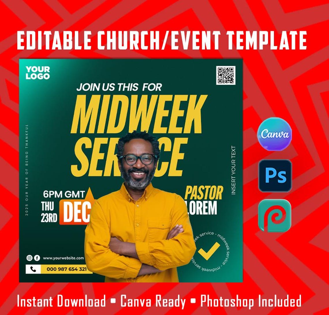 Editable Church Event Flyer Template: Modern Ministry Design (instant ...