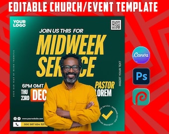 Editable Church Event Flyer Template: Modern Ministry Design (Instant Download)