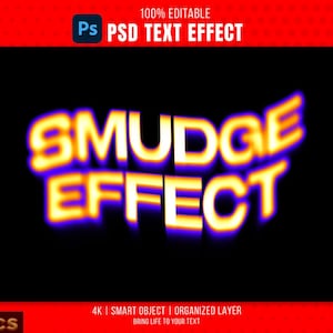 Smudge Text Effect: Editable Photoshop PSD Template (Digital Download)
