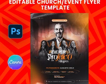 Editable Church Flyer Template for Services & Events | Canva and Photoshop Christian Poster
