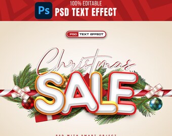 Jultexteffekt PSD | 3D-mall för högtidstypografi (digital nedladdning)