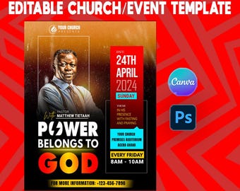 Editable Church Flyer Template (Canva & Photoshop) | Event Poster | Religious Conference Flyer (Instant Download)