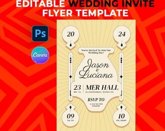 Creamock Wedding Invitation Template. Editable on Canva & Photoshop
