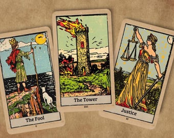 Traditional RWS Tarot Cards, Antique 78 Card Vintage Tarot Deck with QR Guidebook, Classic Style Tarot Gift for  Beginners