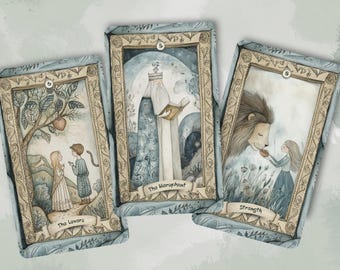 Children’s Book Tarot Deck, Dreamy Fantasy Tarot Cards with Guidebook, Soft Watercolor Tarot, Whimsical Storybook Oracle Deck, Magical Gifts