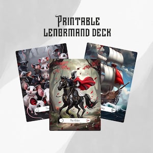 Baralho Lenormand Digital, Cartas de Oráculo para Imprimir, Download Digital de Adivinhação Mística, Lenormand de Fantasia para Imprimir, Cartas de Orientação Espiritual