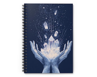 Celestial Crystal Spiral Notebook: Dreamer's Journal with Ruled Pages