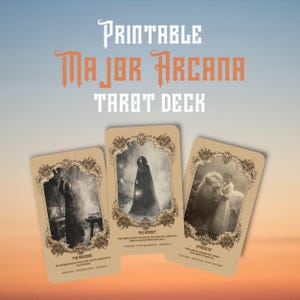 Vintage Style Printable Major Arcana Tarot Deck – 22 Digital Tarot Cards for Shadow Work, Intuition, Ritual, and Spiritual Guidance