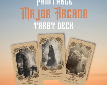 Vintage Major Arcana Tarot Deck: Printable Shadow Work Cards (Digital Download