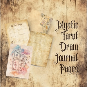 Diario di lettura dei tarocchi mistici, diario di lettura dei tarocchi stampabile, quaderno dei tarocchi in pergamena antica, lettura dei tarocchi in PDF, diario mistico