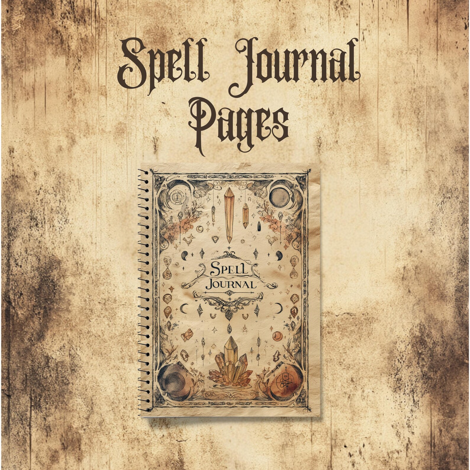 Printable Spell Journal, Gothic Witch Grimoire, Aged Parchment Spell ...