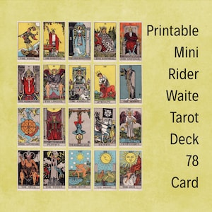 Mini Rider-Waite Tarot Deck Printable – Digital A4 and 8.5x11" PDF – Cut & Use or Make Tarot Stickers – Witchy DIY Cards