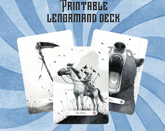 Printable Gothic Lenormand Deck: Monochrome Oracle Cards (Digital Download)