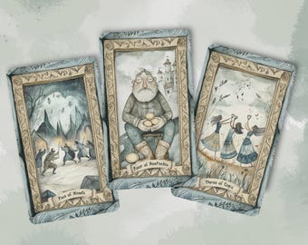 Whimsical Fairy Tale Tarot Deck, Watercolor Storybook Tarot Cards, Divination Tools (with QR Guidebook and a box)