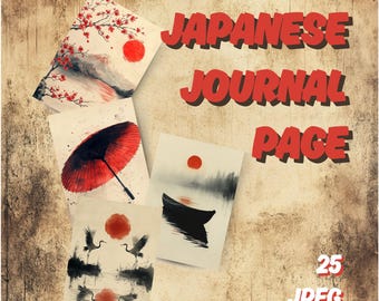Japanese Art Digital Journal, Sumi-e Minimalist Planner, Printable Journal Pages