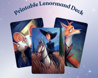 Printable Lenormand Deck, Digital Download Fortune Telling Cards, Whimsical Illustrated Lenormand Oracle, 36 Card DIY Tarot Alternative