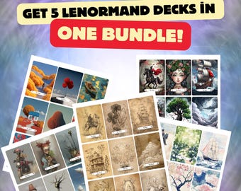 Lenormand Cards Deck Bundle: 5 Printable Decks + Witchy Stickers (Digital Download