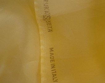 Italian Yellow Pure Mulberry Silk Organza Fabric Width 150cm by the half meter