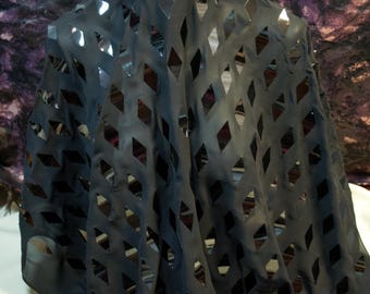 Italienischer Luxus-Schwarz-Seide Chiffon mit reflektierende Diamant-Effekte Stoff zum Nähen 230 x 100 cm