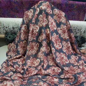 Italian Designer Silk Devore Fabric: Abstract Floral Print, Gold Lurex Accents (140cm Wide)