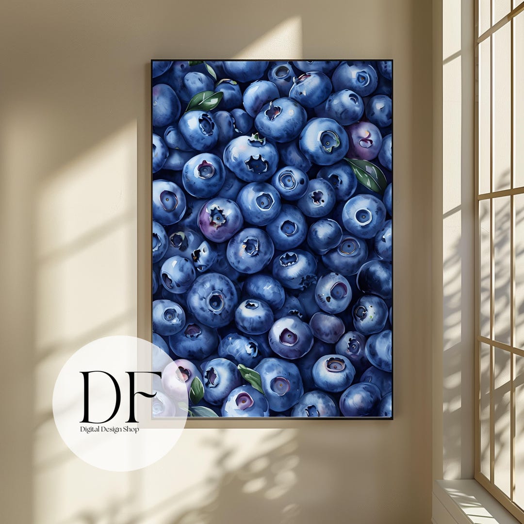 Blueberry Wall Art Printable | Blue Fruit Kitchen Decor | Digital ...