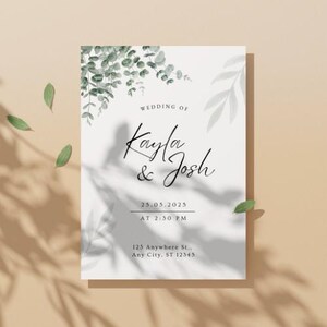 Elegante grüne Hochzeitseinladungs-Vorlage | Minimalistische druckbare Hochzeit einladen | Digitaler Download | DIY bearbeitbare Hochzeitseinladung