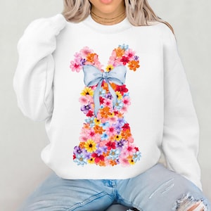 Paashaas PNG-bundel – 5 bloemen chinoiserie-konijnstrikontwerpen – afdrukbare sublimatiebestanden voor T-shirts, mokken, hoodies en meer