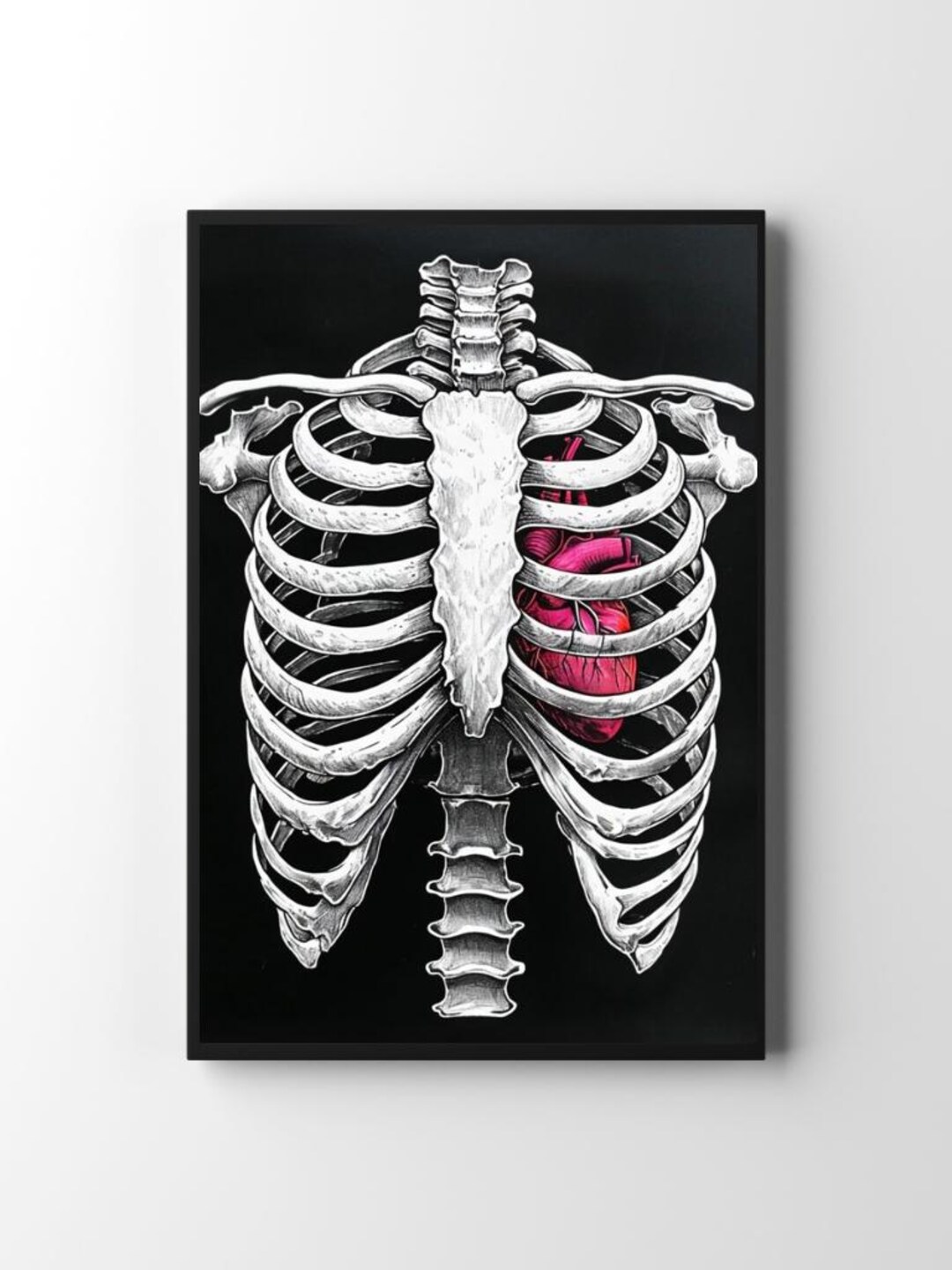 Anatomical Ribcage and Heart Printable Wall Art Dark Gothic Skeleton ...