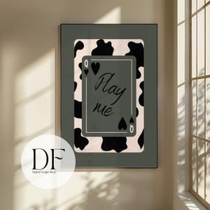 arte murale del casinò carta da gioco Play Me Queen of Spades Wall Art / Poster con stampa di mucca del West scuro (5 dimensioni PNG)