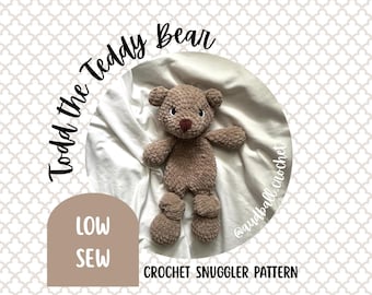Crochet Teddy Bear Snuggler Pattern: Low Sew Amigurumi (PDF Pattern)