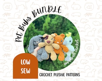 Bundel haakpatronen voor Pet Bubs knuffels: Amigurumi met weinig naaiwerk (4 PDF-patronen)