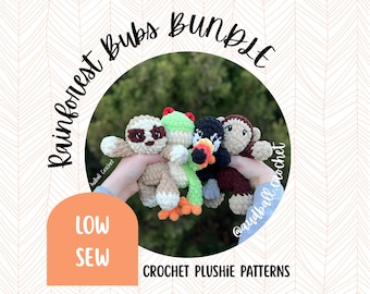Rainforest Bubs Crochet Plushie Pattern Bundle: Low Sew Amigurumi (4 PDF Patterns)