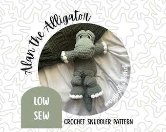 Alan the Alligator Crochet Snuggler: Low Sew Amigurumi Pattern (PDF)