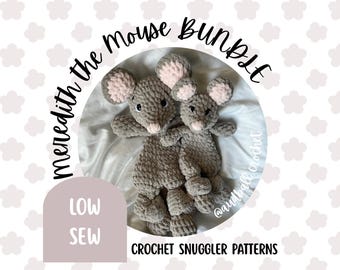 Meredith the Mouse Crochet Snuggler Pattern Bundle: Low Sew (PDF Pattern)
