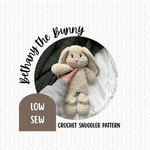 Bethany Bunny Crochet Snuggler Pattern: Low Sew Amigurumi (PDF Pattern)