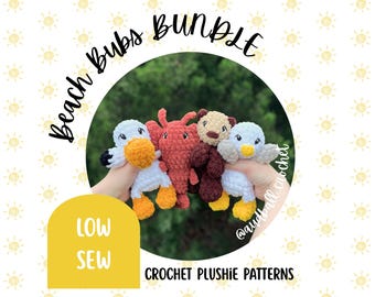 Beach Bubs Crochet Plushie Pattern Bundle: Low Sew Amigurumi (4 PDF Patterns)