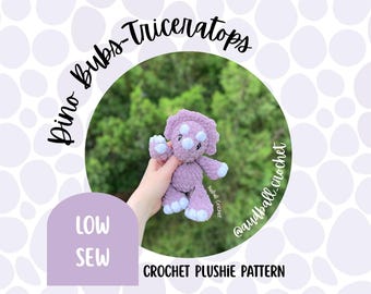 Triceratops Bub Crochet-knuffelpatroon: laag naaiende amigurumi (pdf-patroon)