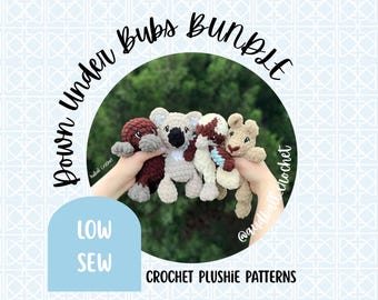 Paquete de patrones de peluches de ganchillo Down Under Bubs: Amigurumi de costura sencilla (4 patrones en PDF)