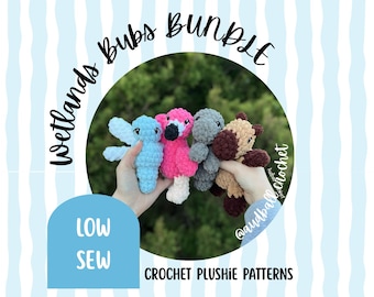 Paquete de patrones de peluches de ganchillo Wetlands Bubs: Amigurumi de baja costura (4 patrones en PDF)